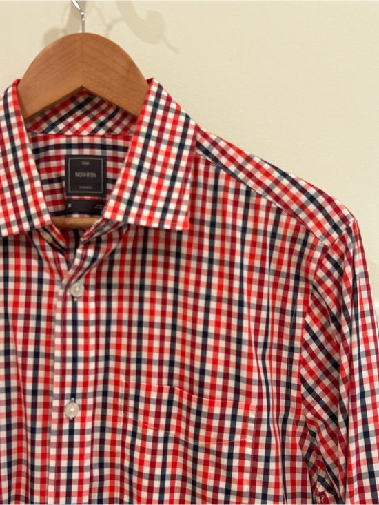 GAP Other - GAP No Iron Red and Navy Gingham Dress Shirt